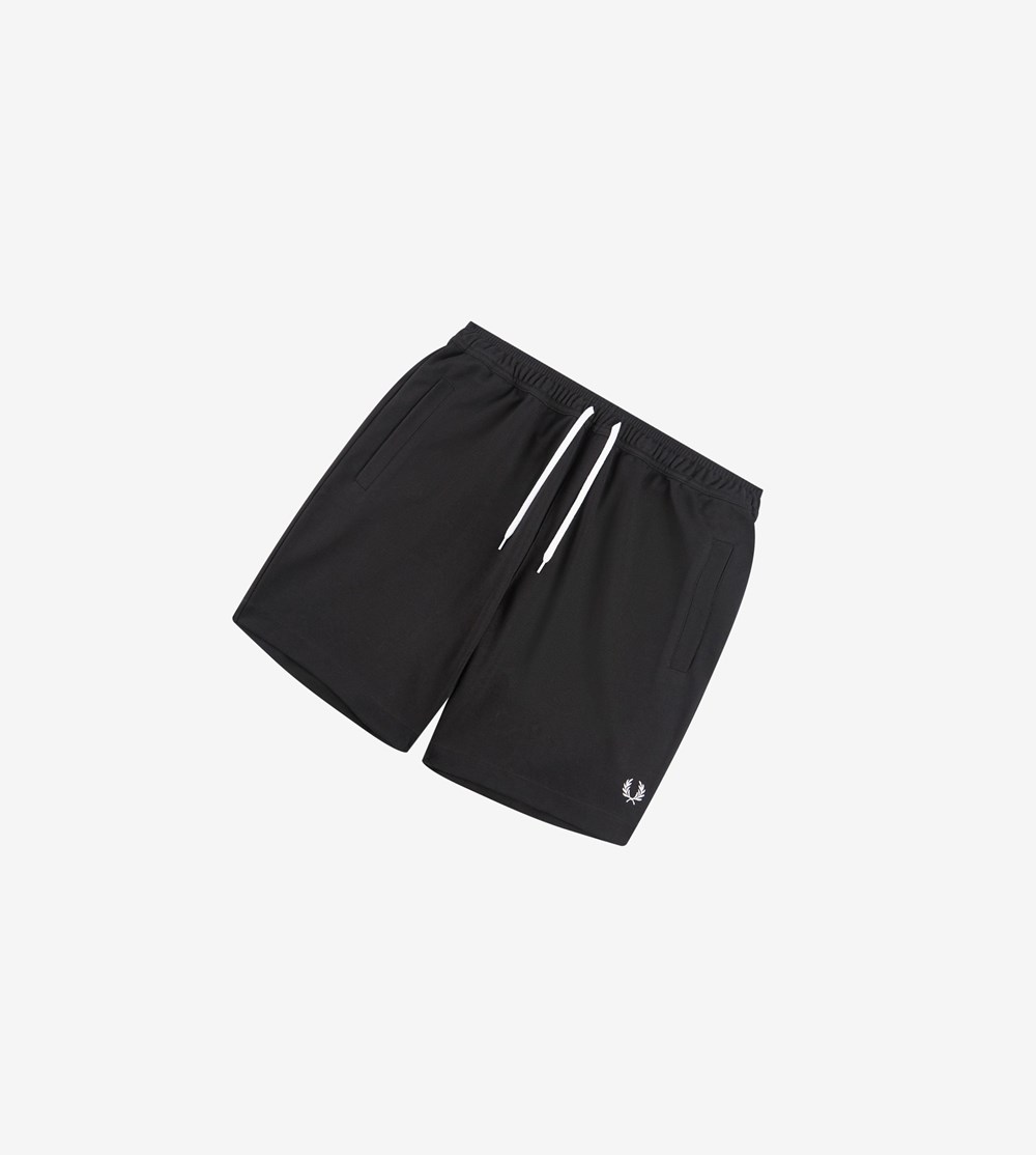 Black Fred Perry Reverse Tricot Shorts Men's Trousers | LKDWF-0974