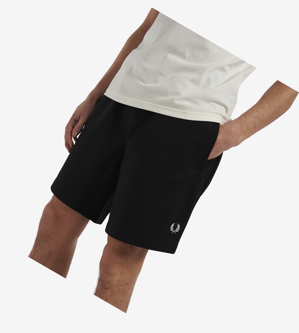 Black Fred Perry Reverse Tricot Shorts Men's Trousers | LKDWF-0974