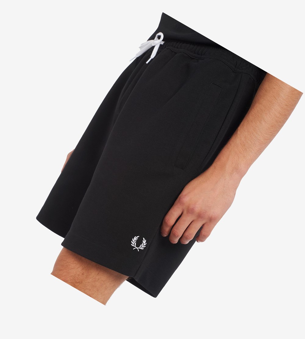 Black Fred Perry Reverse Tricot Shorts Men's Trousers | LKDWF-0974