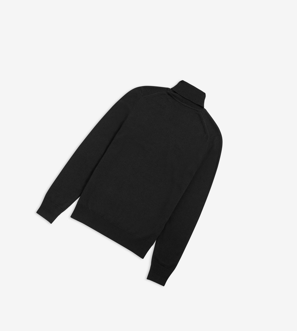 Black Fred Perry Roll Neck Jumper Men's Knitwear | CPYQV-3190