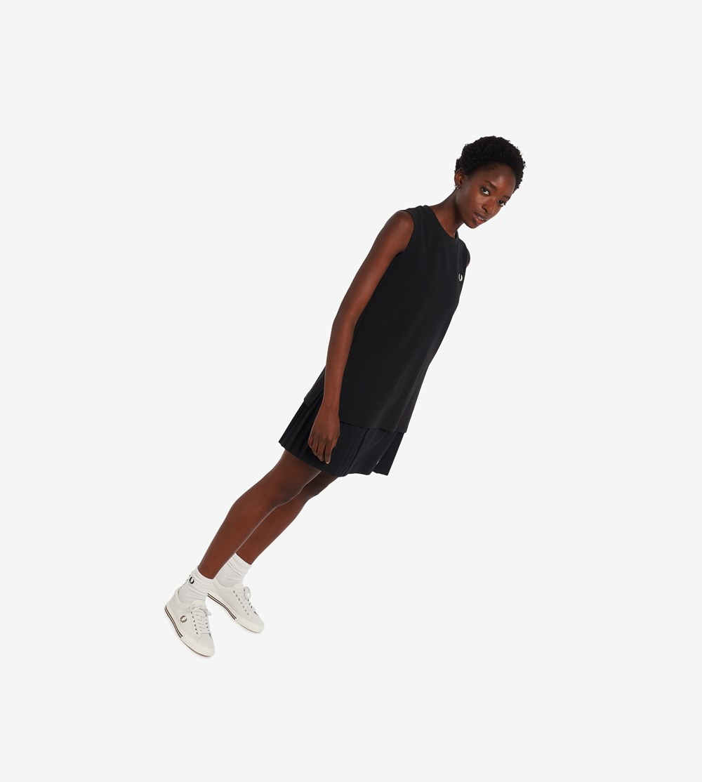 Black Fred Perry Sleeveless Ringer Women's T Shirts & Tops | GPQHX-3405