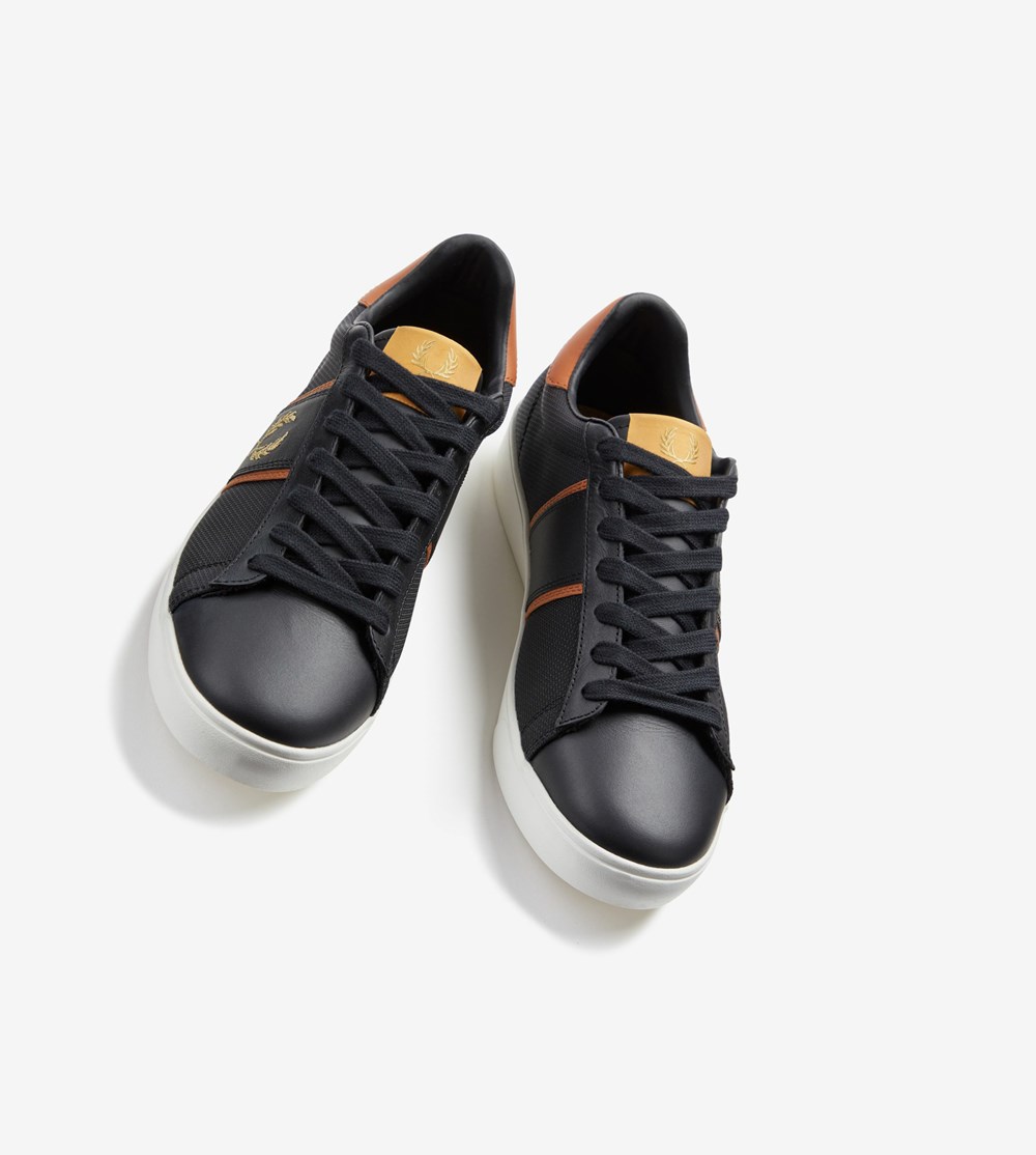 Black Fred Perry Spencer Men's Sneakers | JKUFI-6314