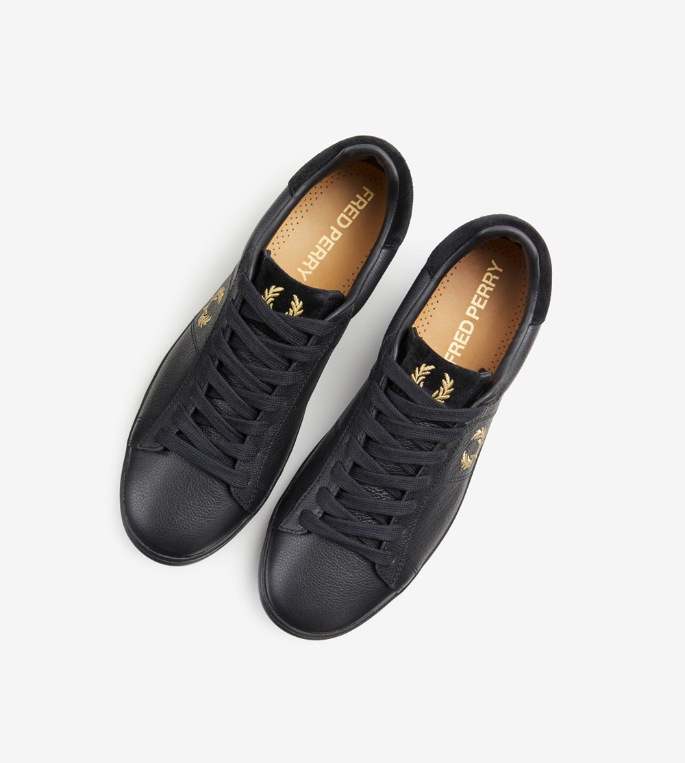 Black Fred Perry Spencer Men's Sneakers | ZTUHE-5960