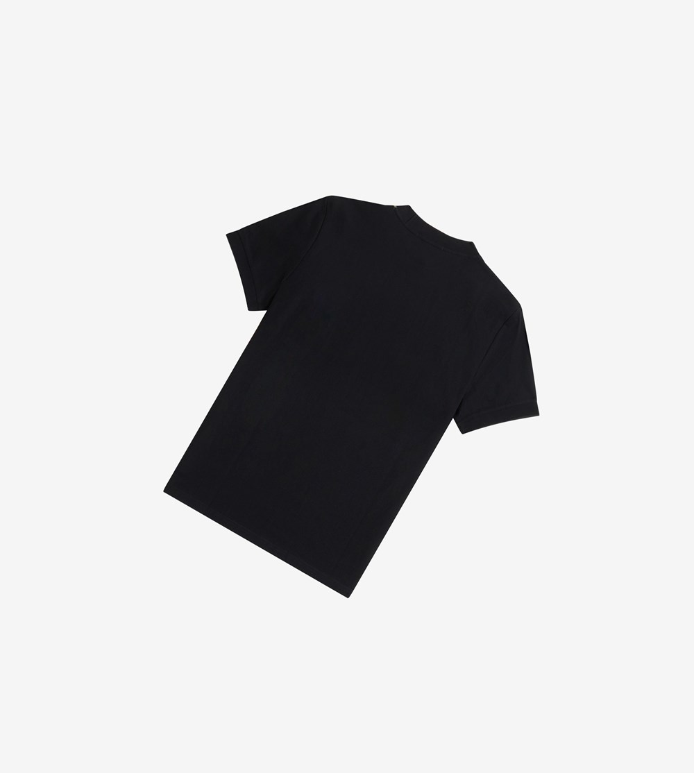 Black Fred Perry Stripe Panel Piqué Men's T Shirts | TQJOR-5076