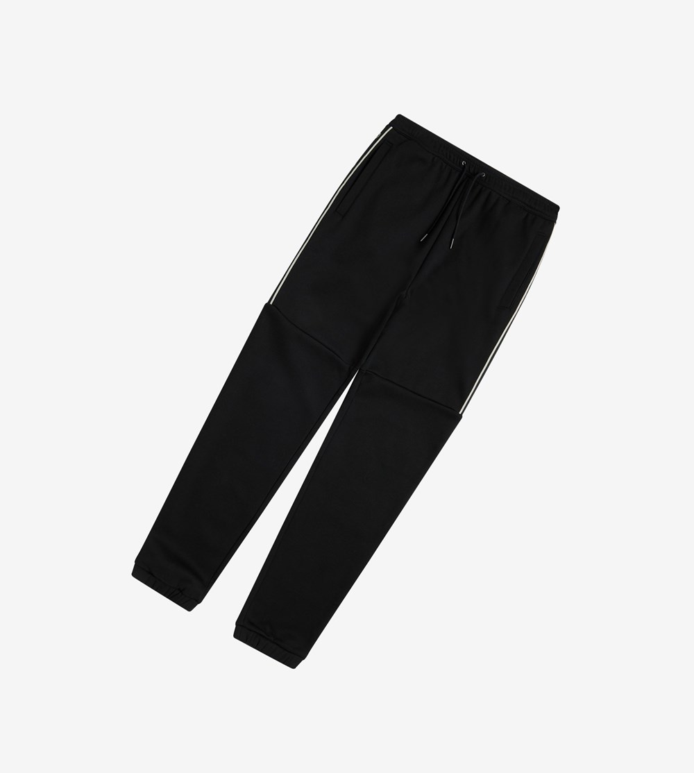 Black Fred Perry Taped Panel Sweat Pants Men's Trousers | TQPNS-4658