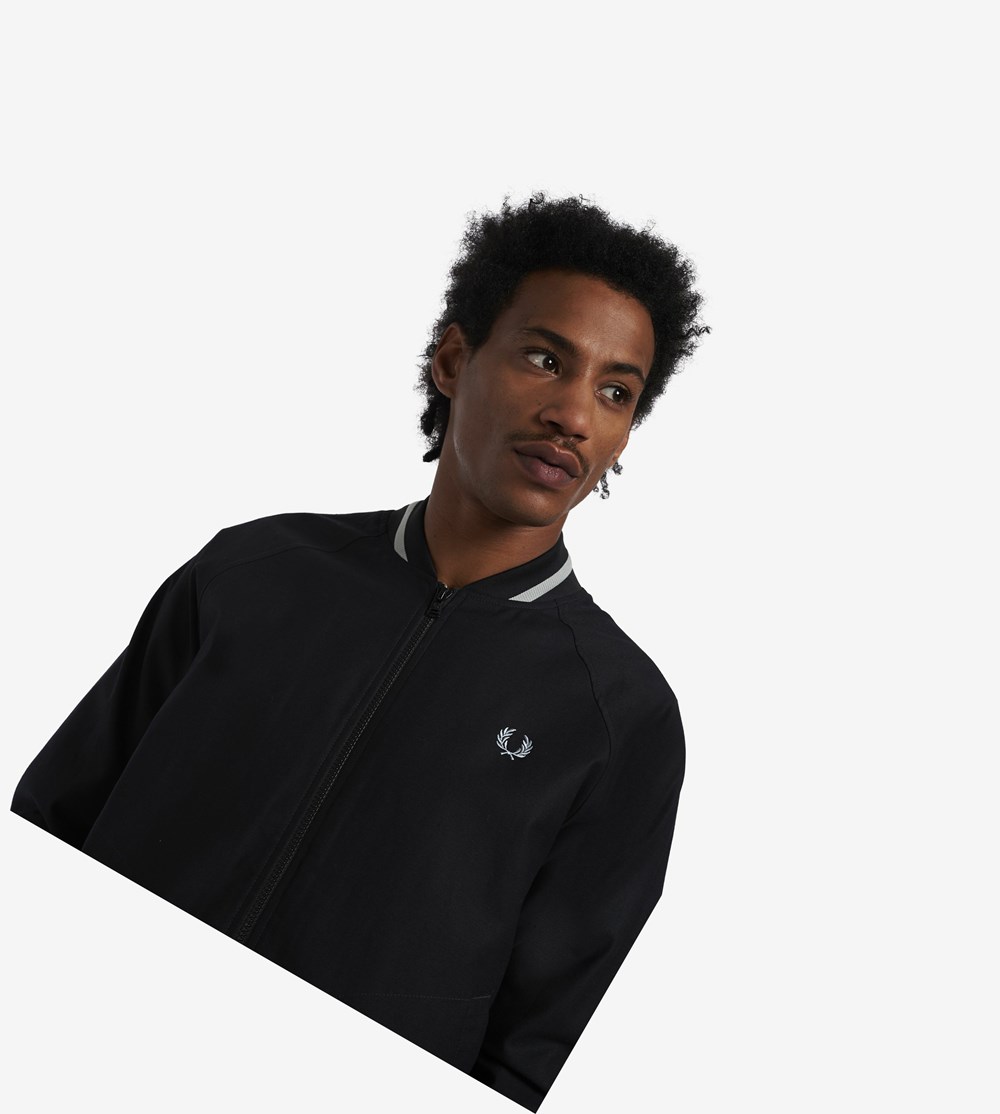 Black Fred Perry Tennis Bomber Jacket Men's Jackets | SNMYA-0694