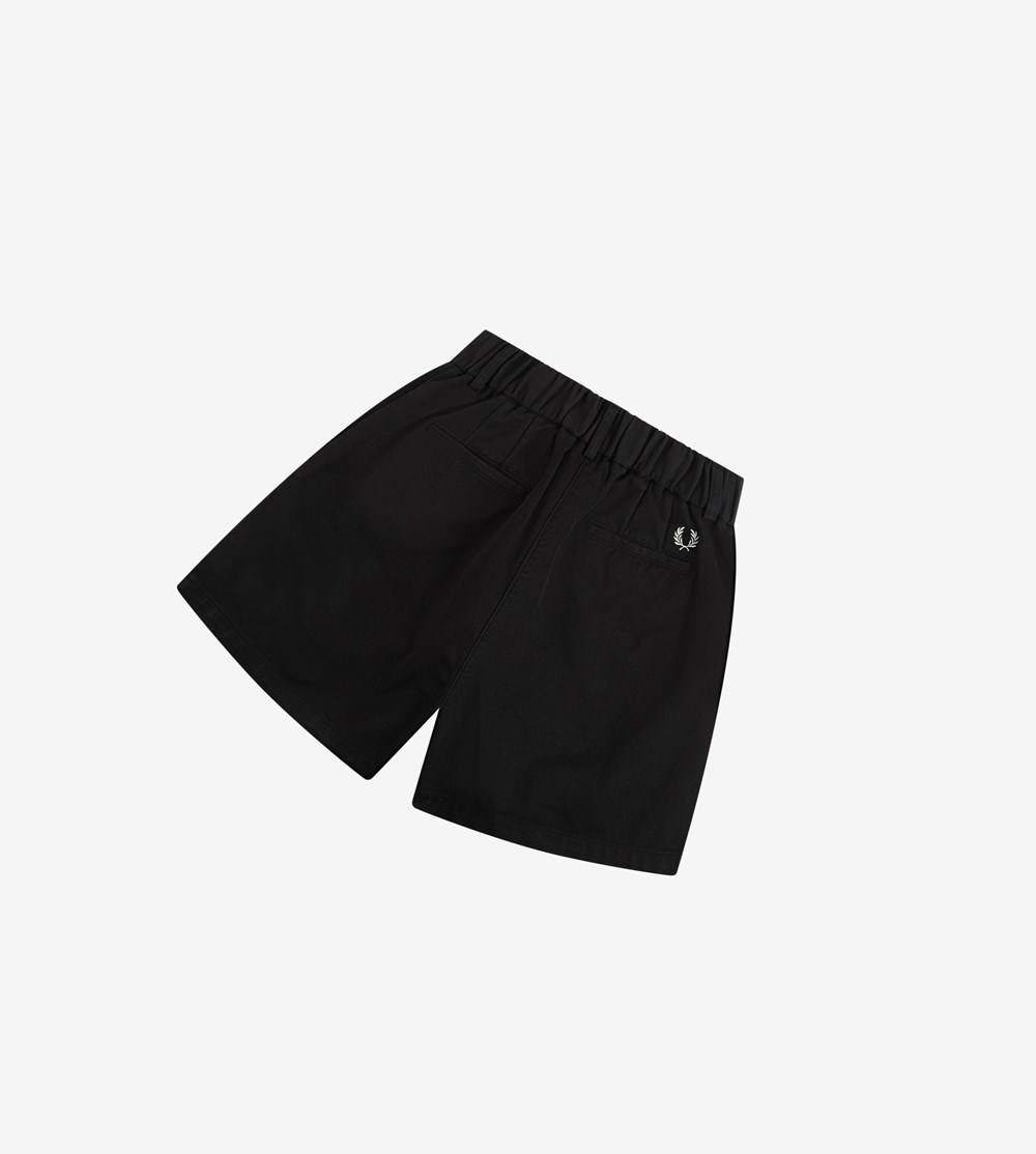 Black Fred Perry Twill Shorts Women's Pants | FLJCD-9721