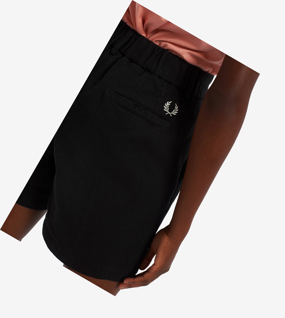 Black Fred Perry Twill Shorts Women's Pants | FLJCD-9721