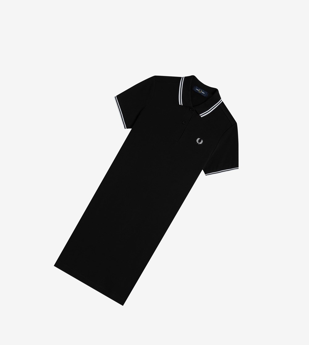 Black Fred Perry Twin Tipped Women's Dresses | LFVYD-2986