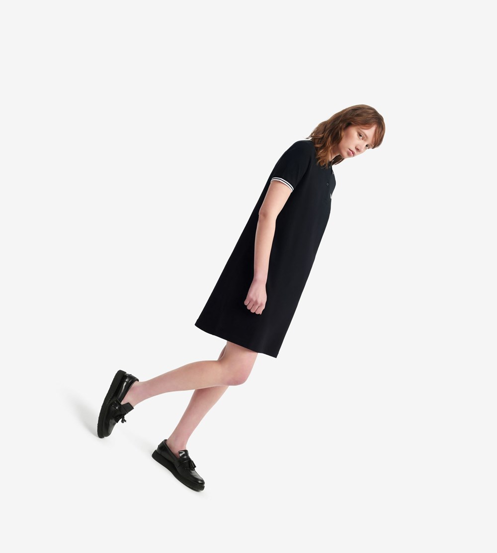 Black Fred Perry Twin Tipped Women's Dresses | LFVYD-2986