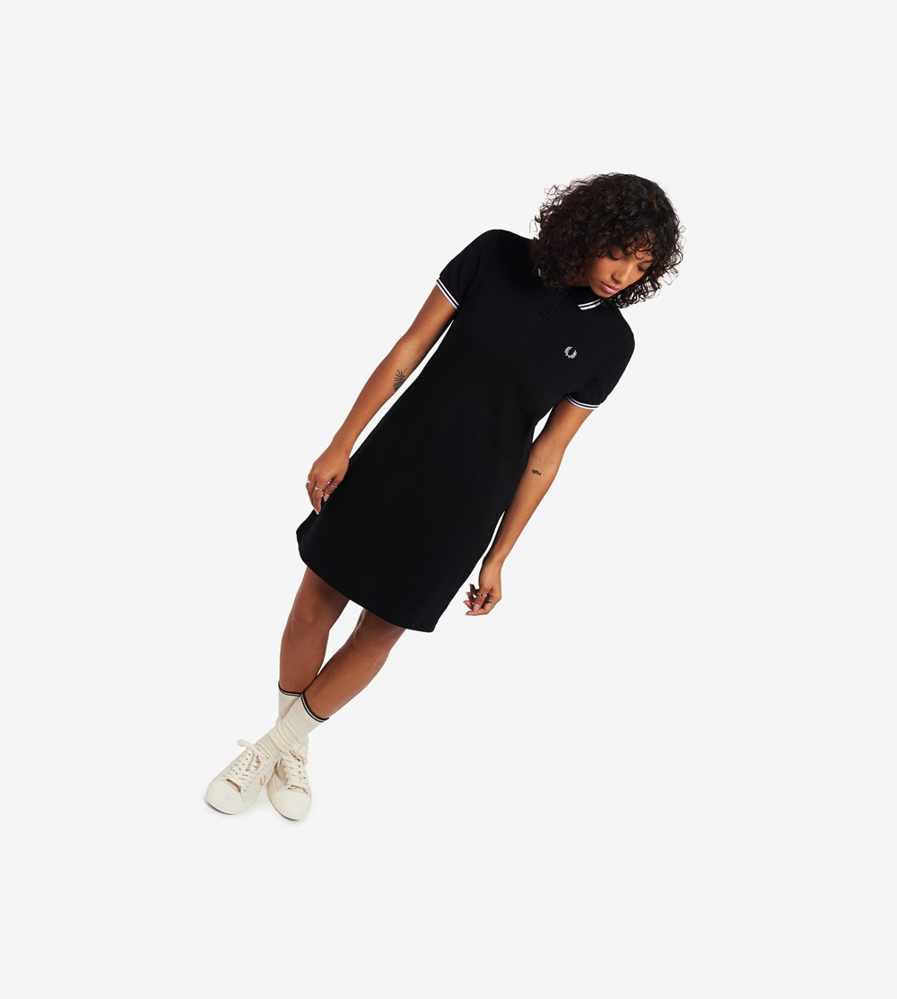 Black Fred Perry Twin Tipped Women's Dresses | LFVYD-2986