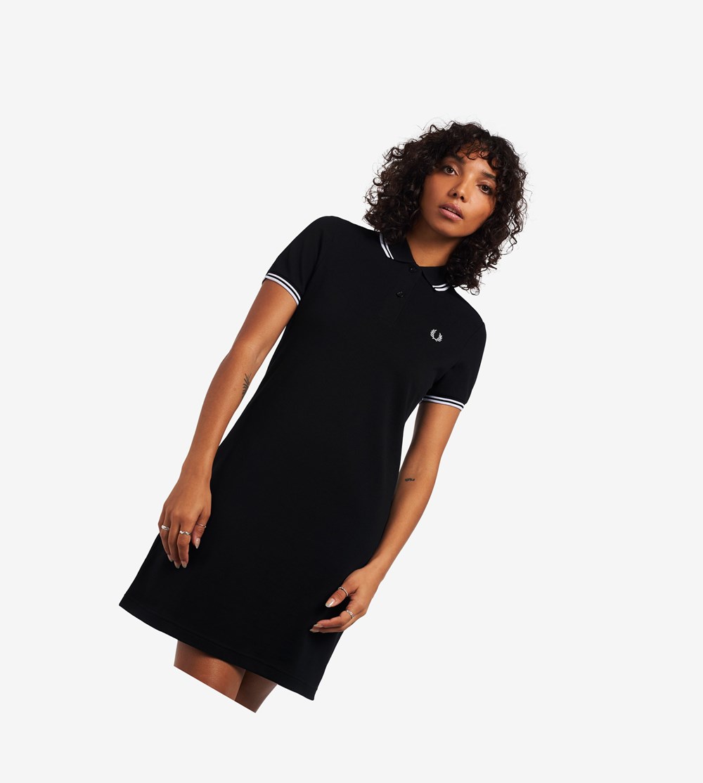 Black Fred Perry Twin Tipped Women\'s Dresses | LFVYD-2986