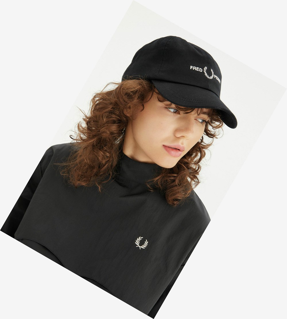 Black Fred Perry Yoke Detail Top Women's T Shirts & Tops | CZIFT-6372