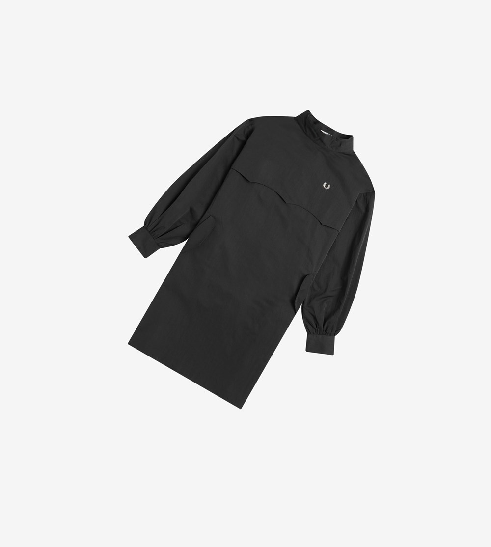 Black Fred Perry Yoke Detail Women's Dresses | FPDYX-2610