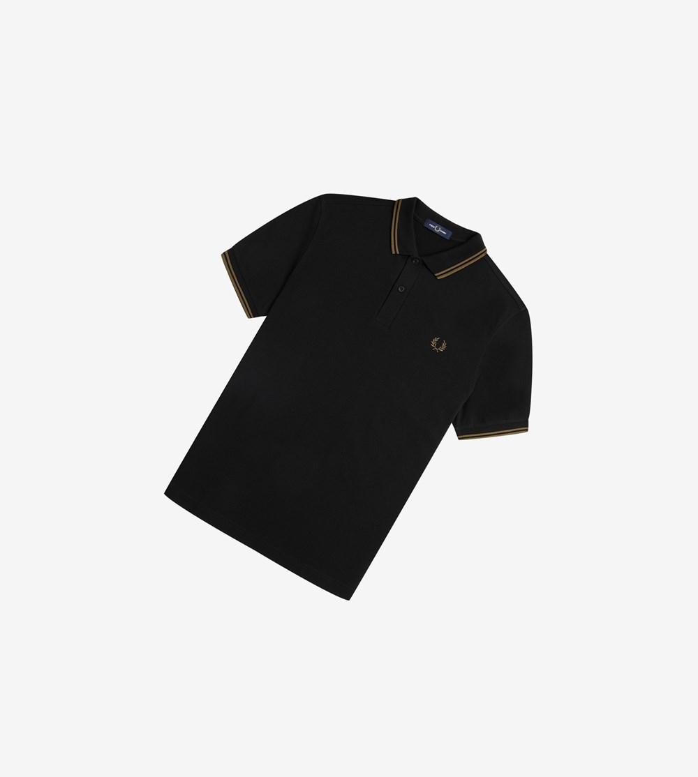 Black / Grey / Grey Fred Perry M3600 Men's Polo Shirts | NJLQY-3750