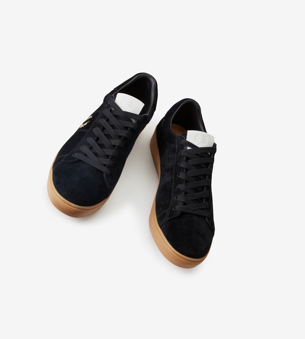 Black / Metal Gold Fred Perry Spencer Men's Sneakers | HXTGW-1258