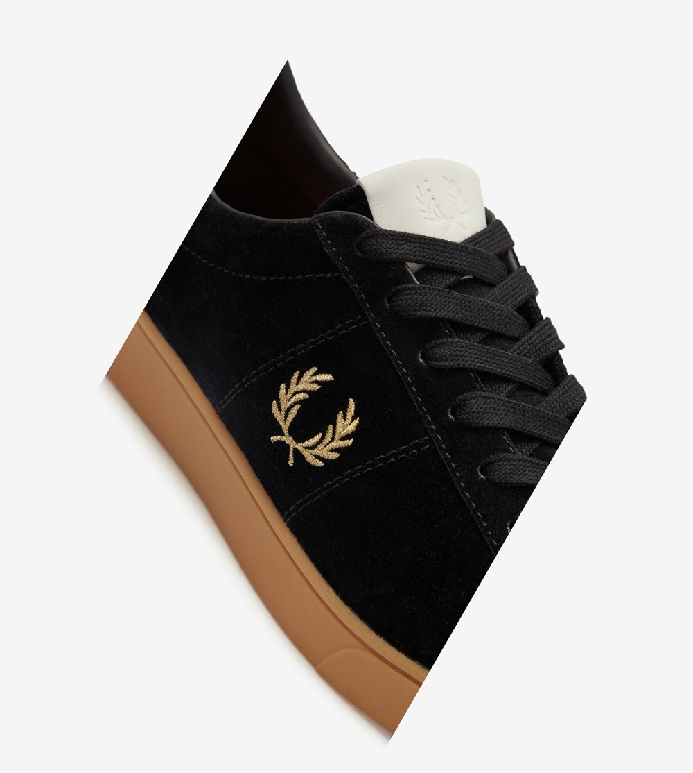 Black / Metal Gold Fred Perry Spencer Men's Sneakers | HXTGW-1258