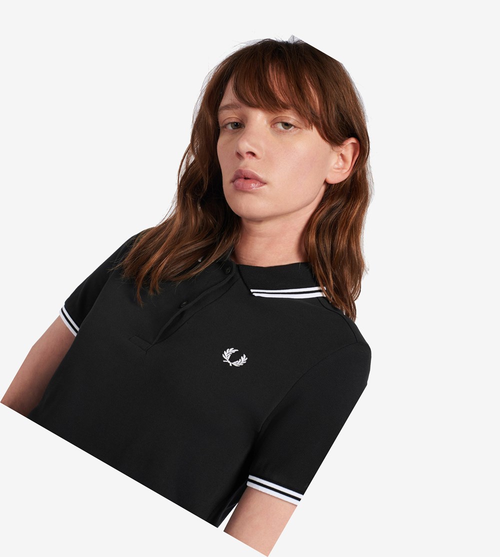 Black / White Fred Perry G3600 Women's Polo Shirts | HTOVY-2389