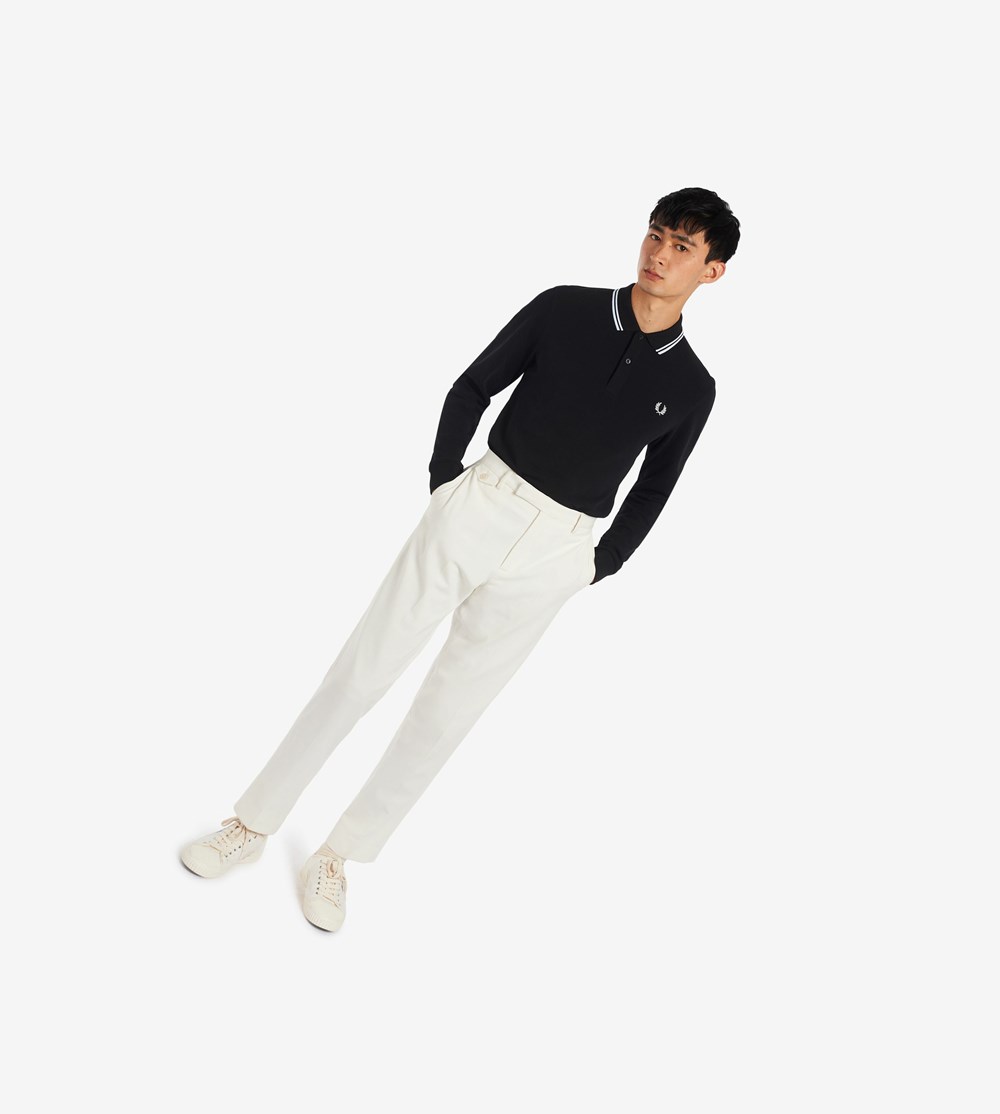 Black / White Fred Perry M3636 Men's Polo Shirts | QICJL-3402