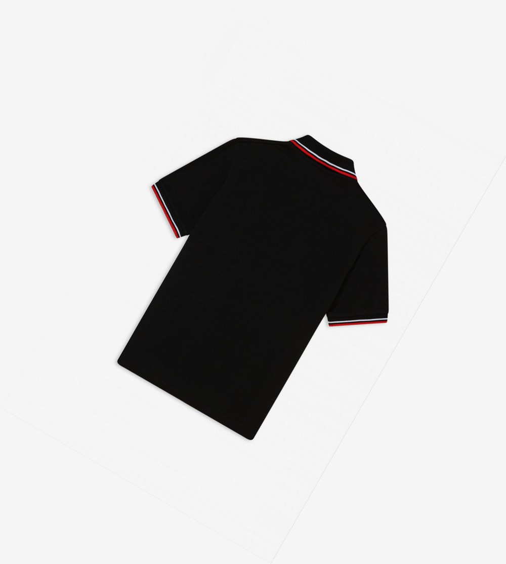 Black / White / Light Red Fred Perry M12 Men's Polo Shirts | NEMRI-9328