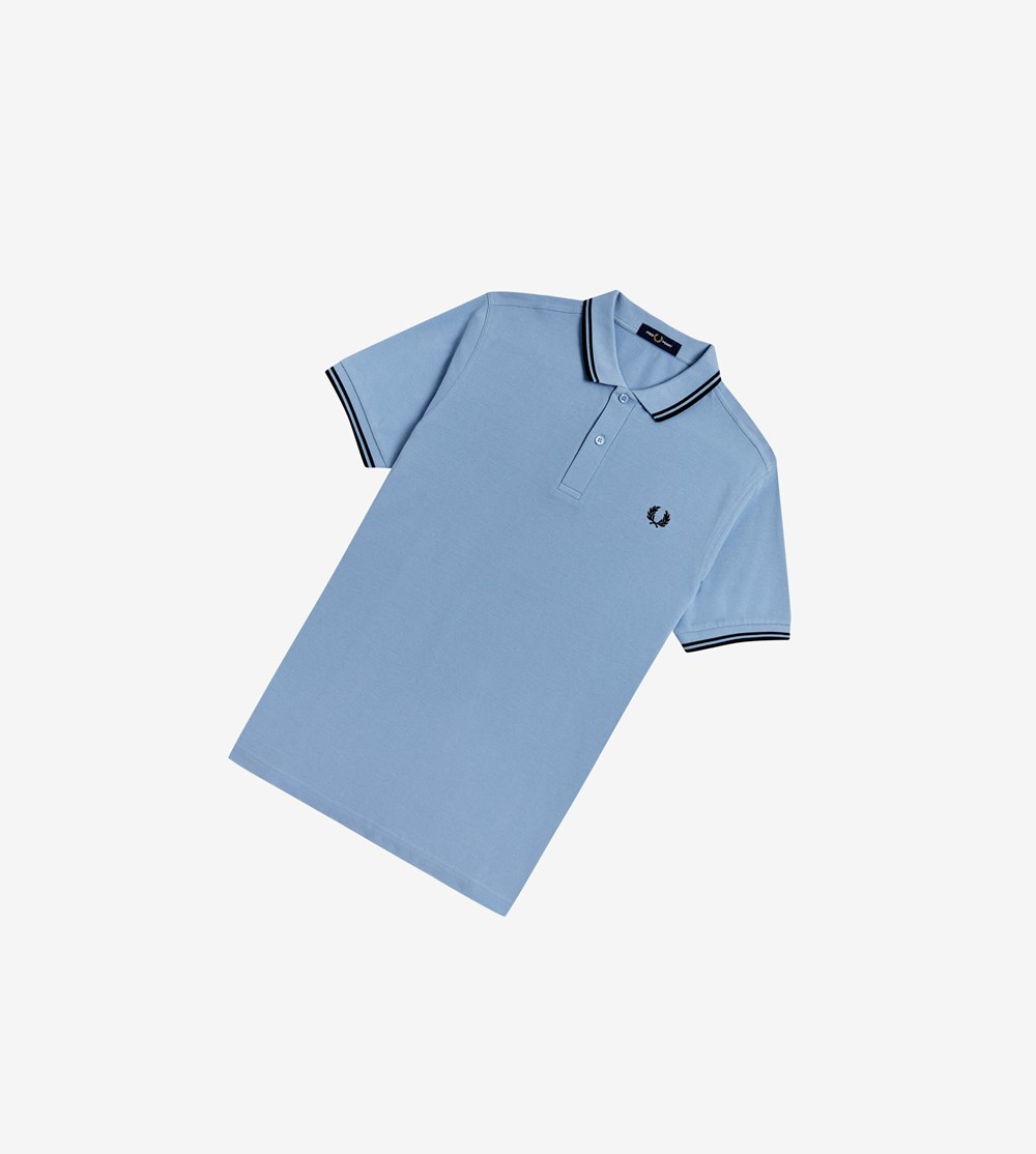 Blue / Black Fred Perry M3600 Men's Polo Shirts | ZQUFM-8514