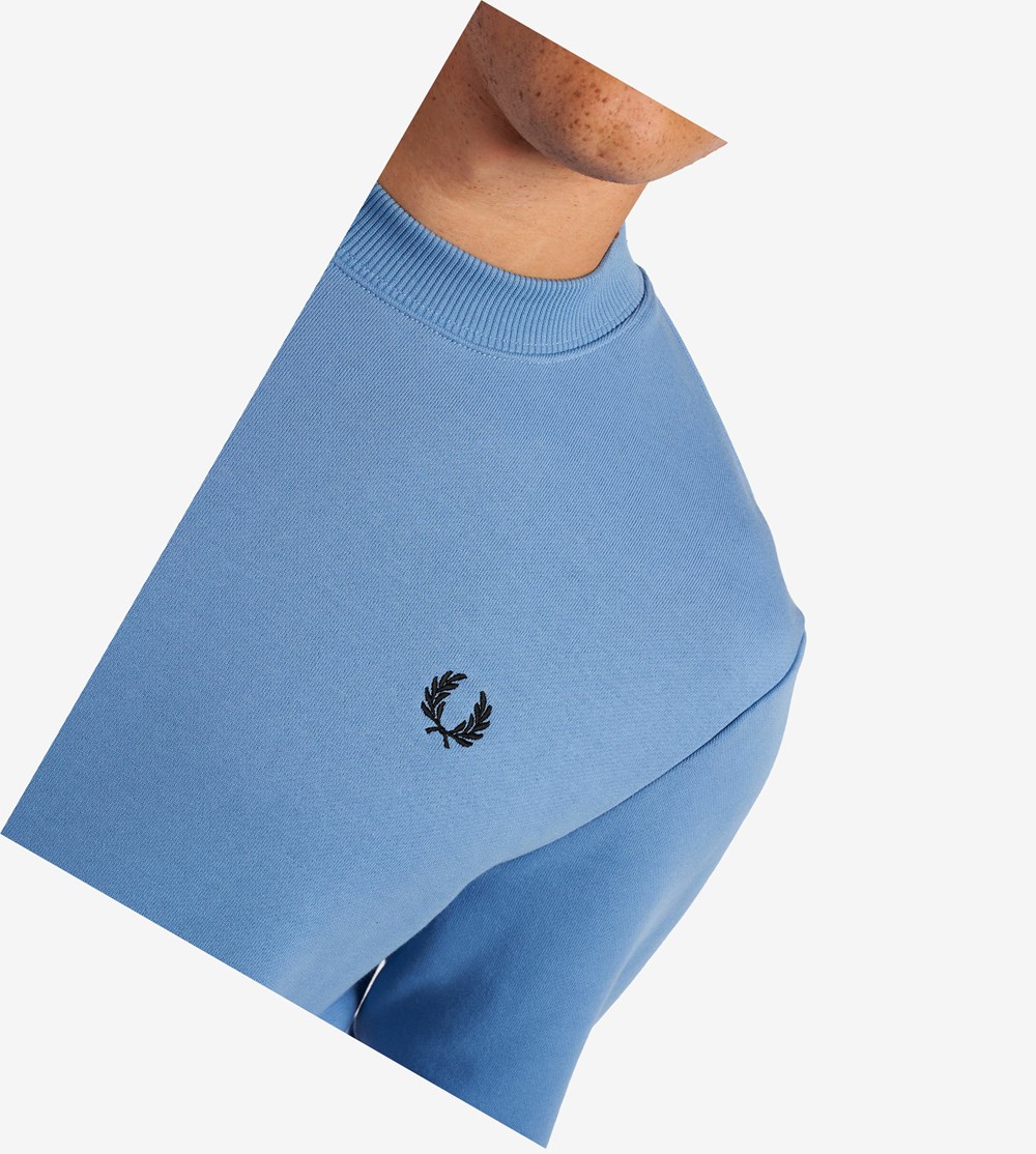 Blue Fred Perry Crew Neck Men's Sweatshirt | REBJC-4395