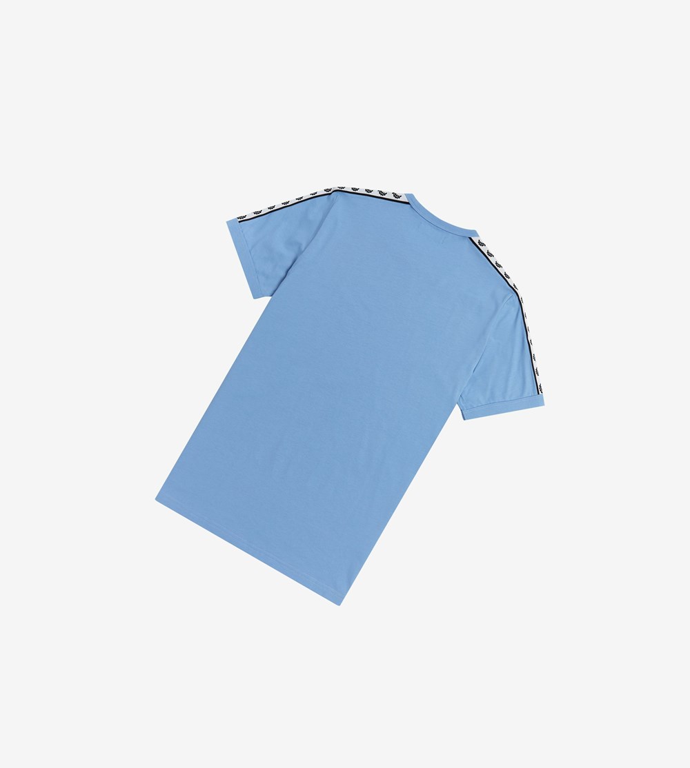 Blue Fred Perry Taped Ringer Men's T Shirts | LHYDE-1208