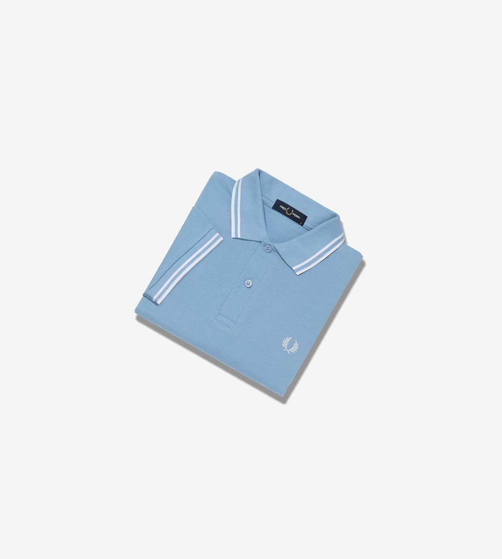 Blue / White Fred Perry M3600 Men's Polo Shirts | MVGZO-4602