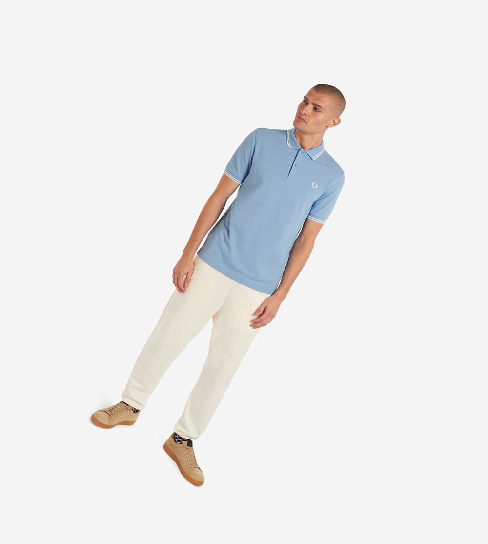 Blue / White Fred Perry M3600 Men's Polo Shirts | MVGZO-4602