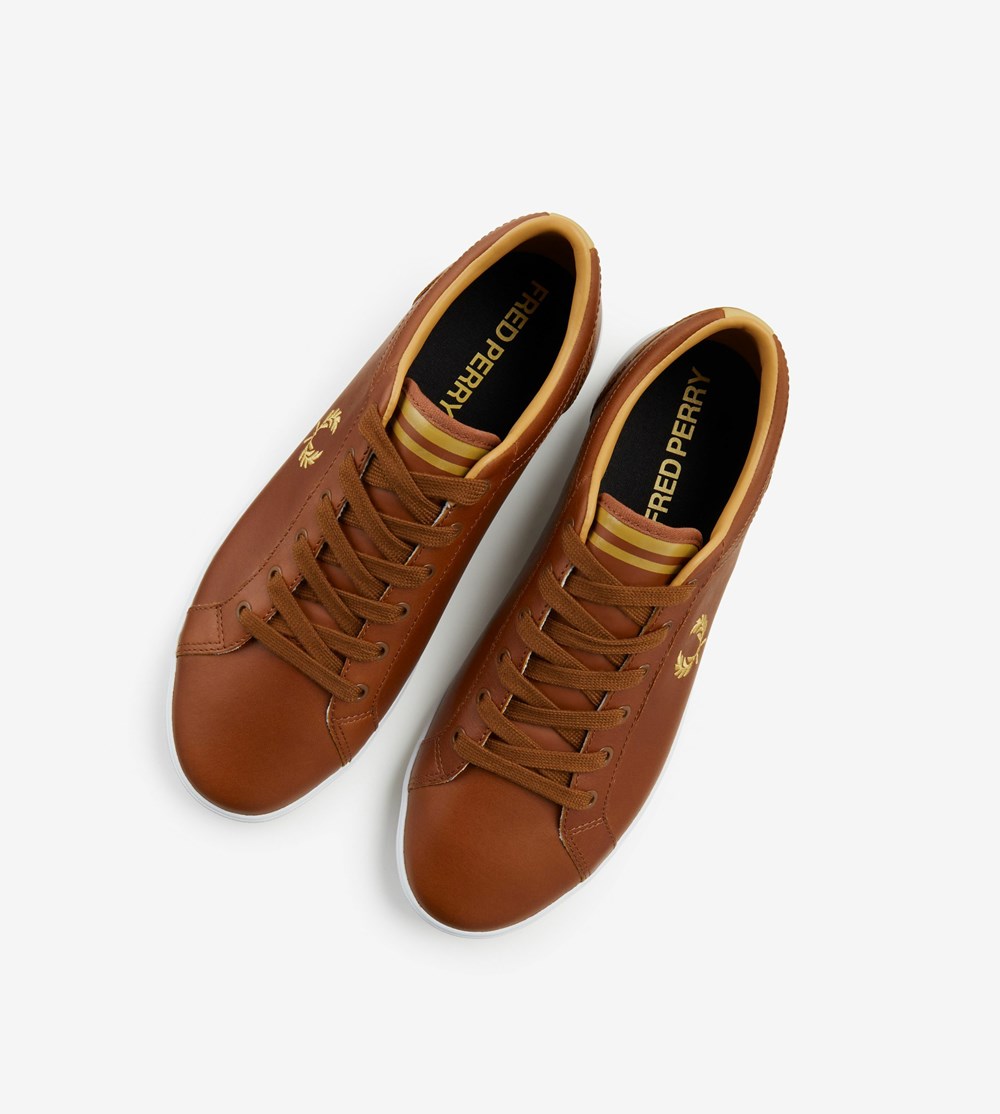 Brown Fred Perry Baseline Men's Sneakers | GAXHZ-7954