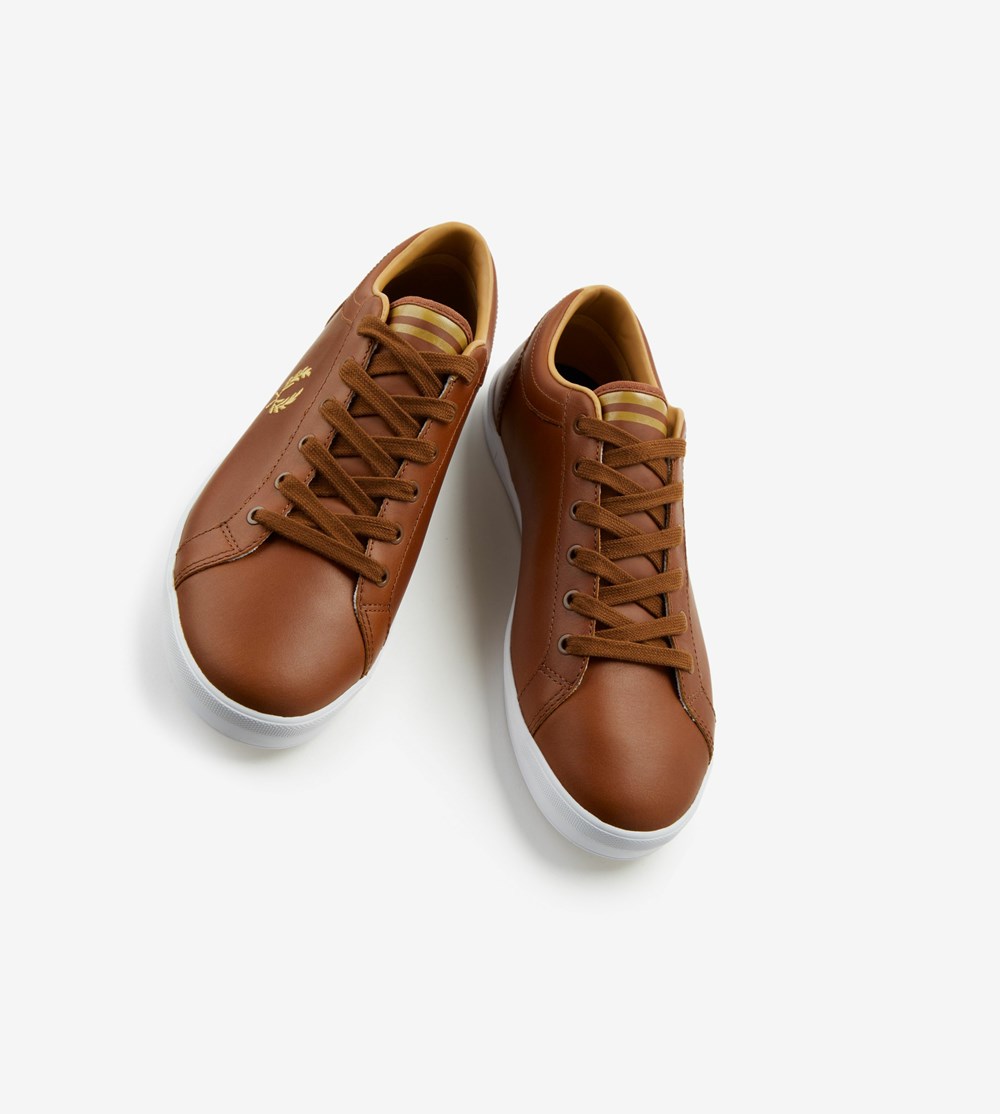 Brown Fred Perry Baseline Men's Sneakers | GAXHZ-7954