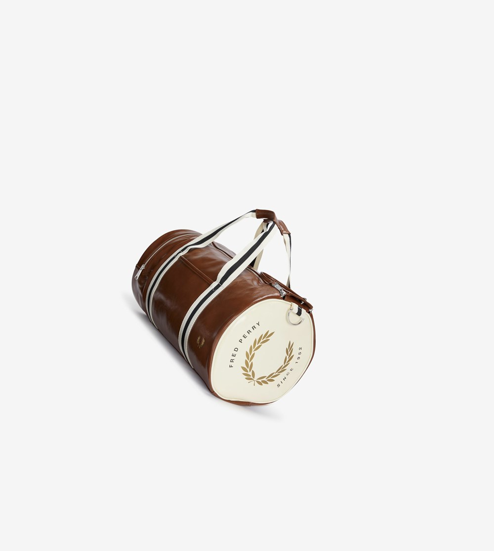 Brown Fred Perry Laurel Wreath Barrel Bag Men's Bags | FEQZN-6498