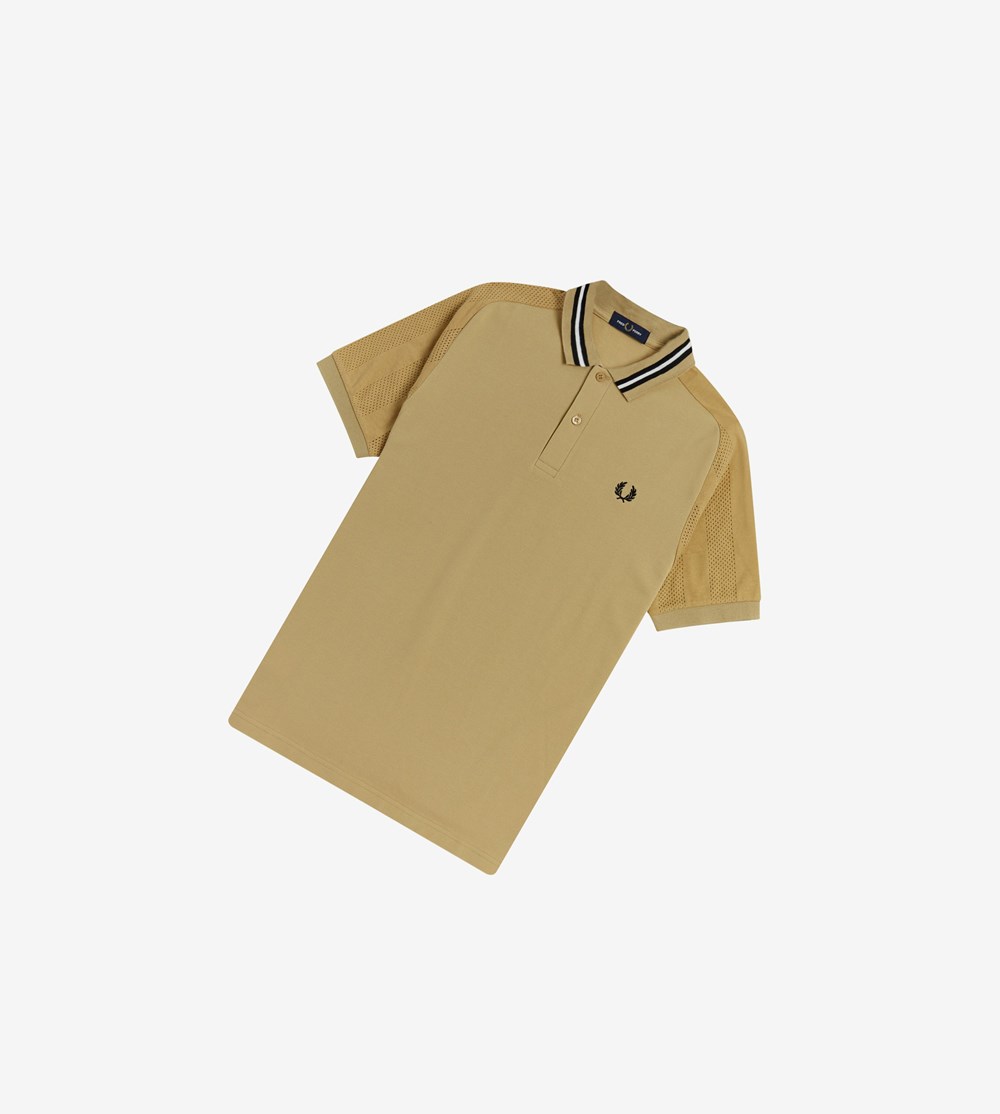 Brown Fred Perry Raglan Sleeve Men's Polo Shirts | SCVFQ-4521