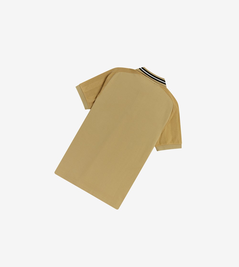 Brown Fred Perry Raglan Sleeve Men's Polo Shirts | SCVFQ-4521