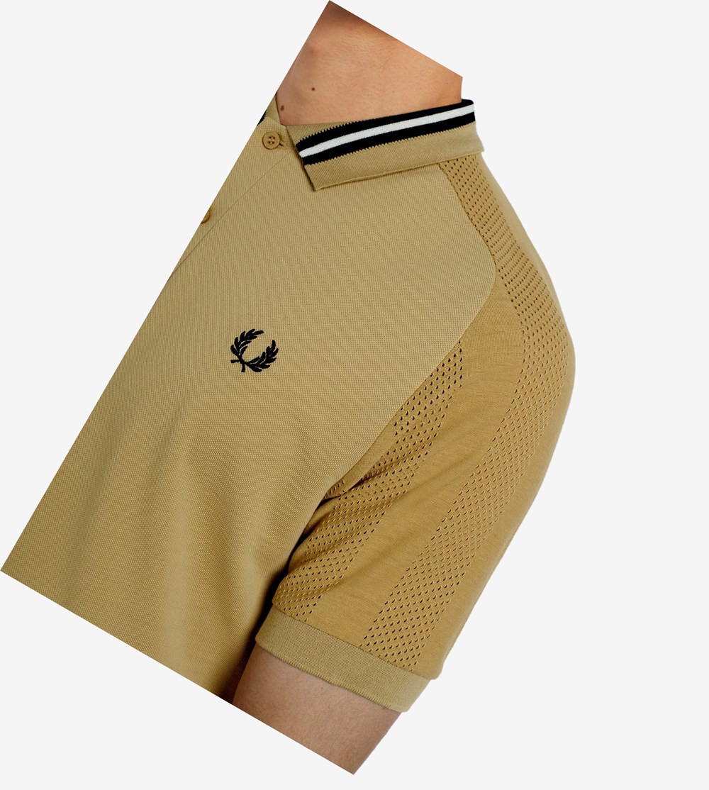 Brown Fred Perry Raglan Sleeve Men's Polo Shirts | SCVFQ-4521