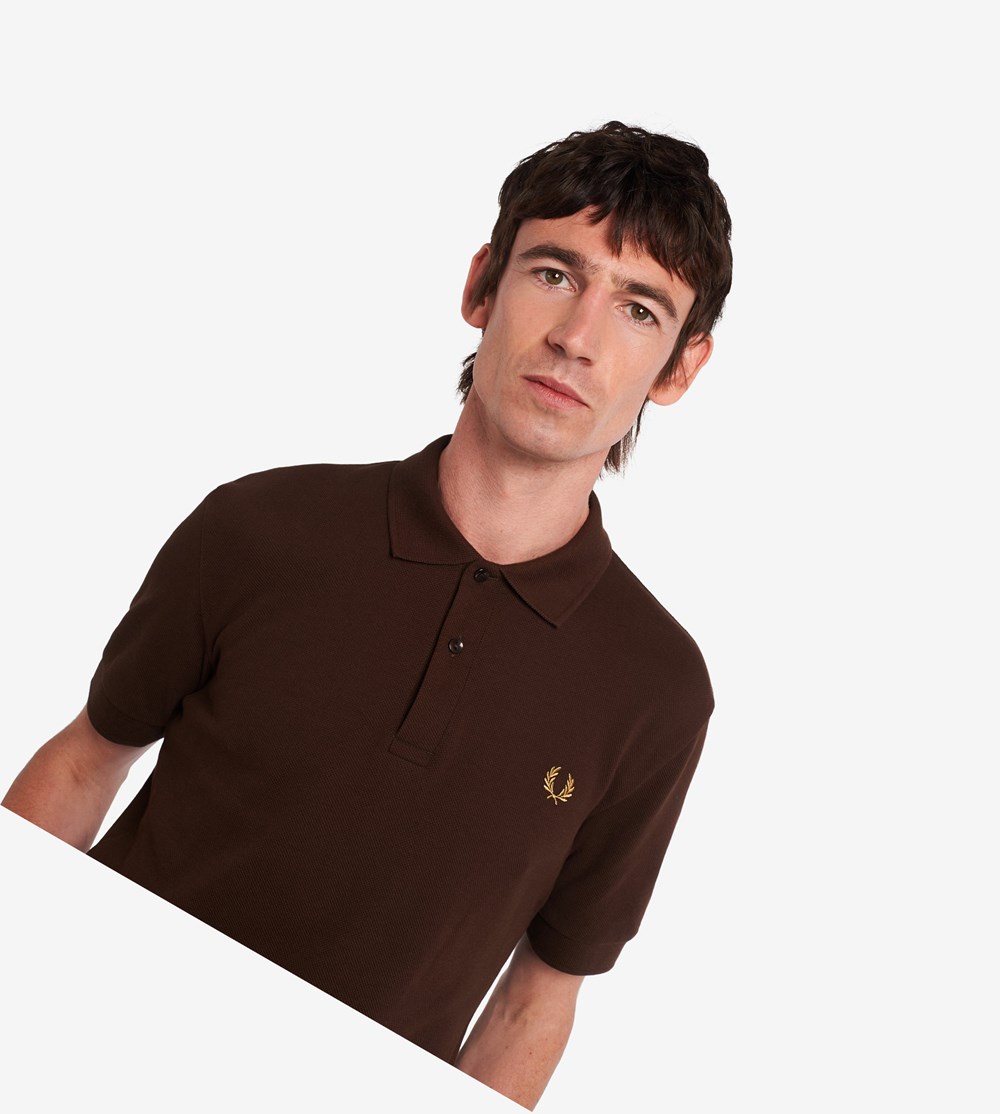 Brown Fred Perry Reissues Piqué Men's Polo Shirts | KREDQ-7543