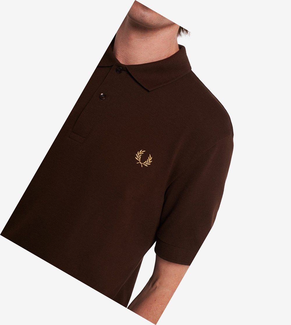 Brown Fred Perry Reissues Piqué Men's Polo Shirts | KREDQ-7543