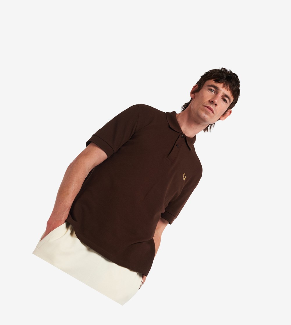 Brown Fred Perry Reissues Piqué Men\'s Polo Shirts | KREDQ-7543