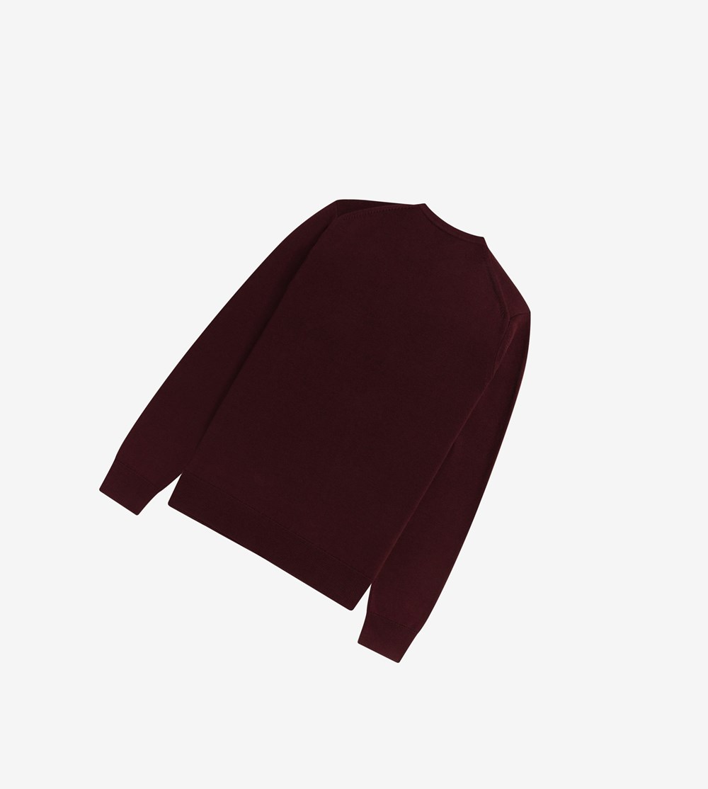 Burgundy Fred Perry Classic Crew Neck Jumper Men's Knitwear | NMSWH-1083