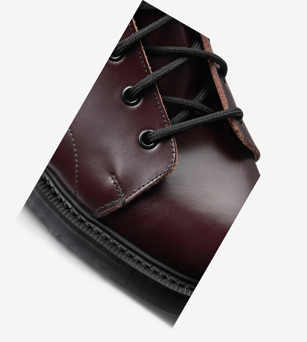 Burgundy Fred Perry George CoxLeather Monkey Boots Men's Boots | CHQBM-9853