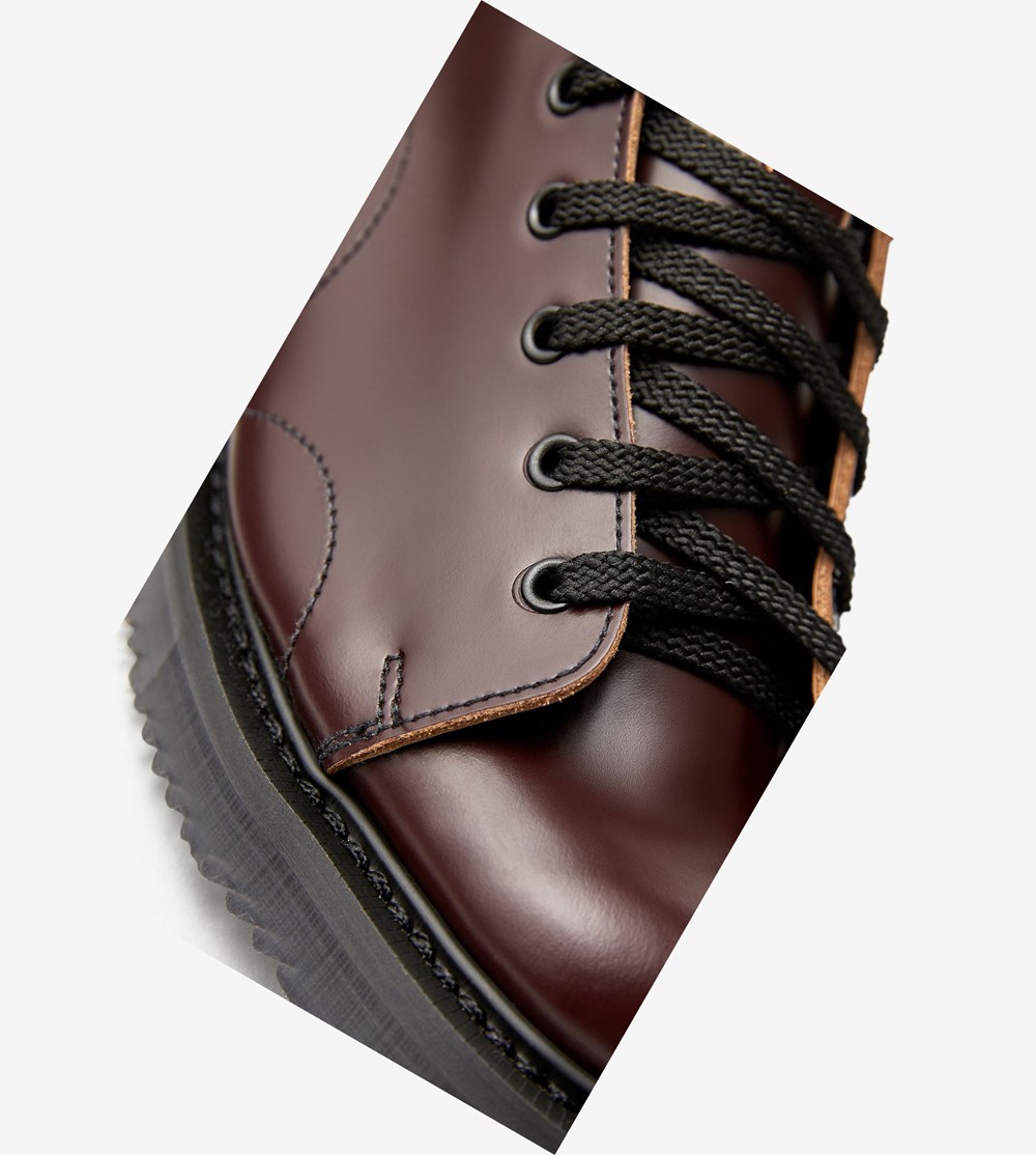 Burgundy Fred Perry George CoxLeather Monkey Boots Men's Boots | CHQBM-9853