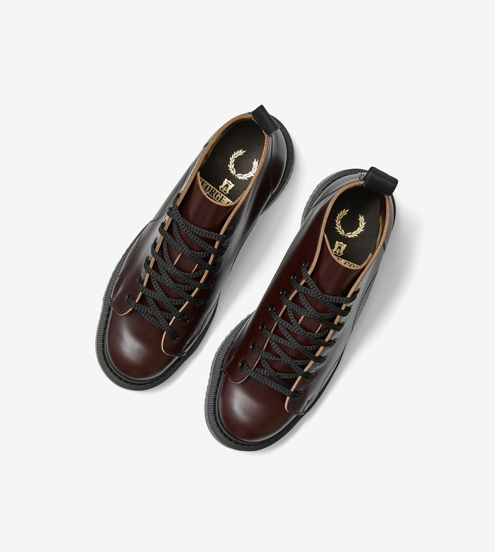 Burgundy Fred Perry George CoxLeather Monkey Boots Men's Boots | CHQBM-9853