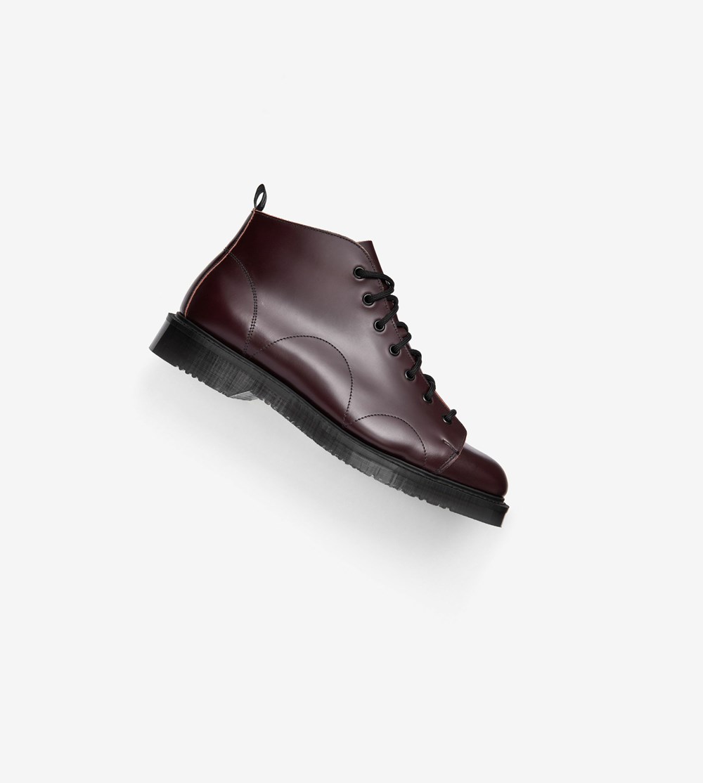 Burgundy Fred Perry George CoxLeather Monkey Boots Men\'s Boots | CHQBM-9853