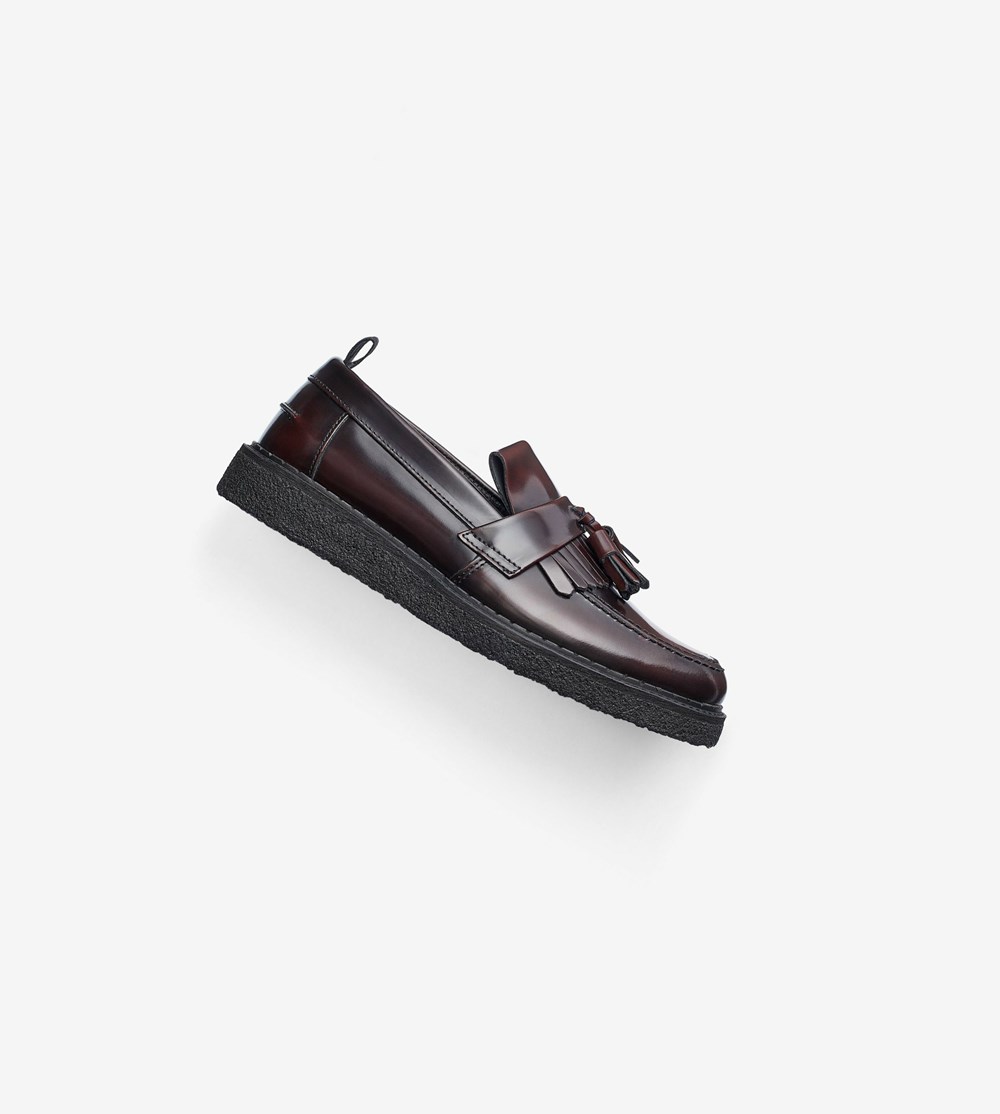 Burgundy Fred Perry George CoxTasse Men's Loafers | OKZGN-7628