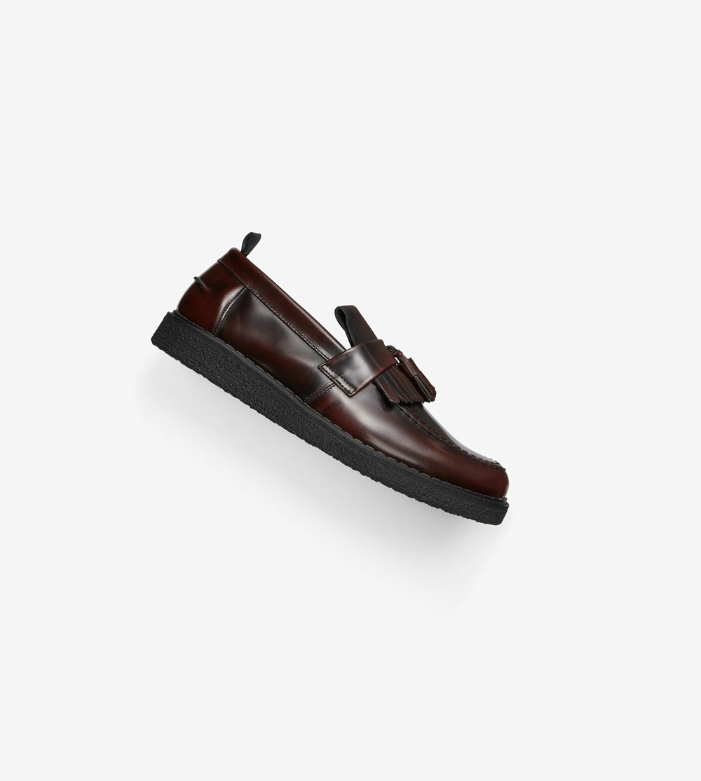 Burgundy Fred Perry George CoxTasse Men\'s Loafers | OKZGN-7628