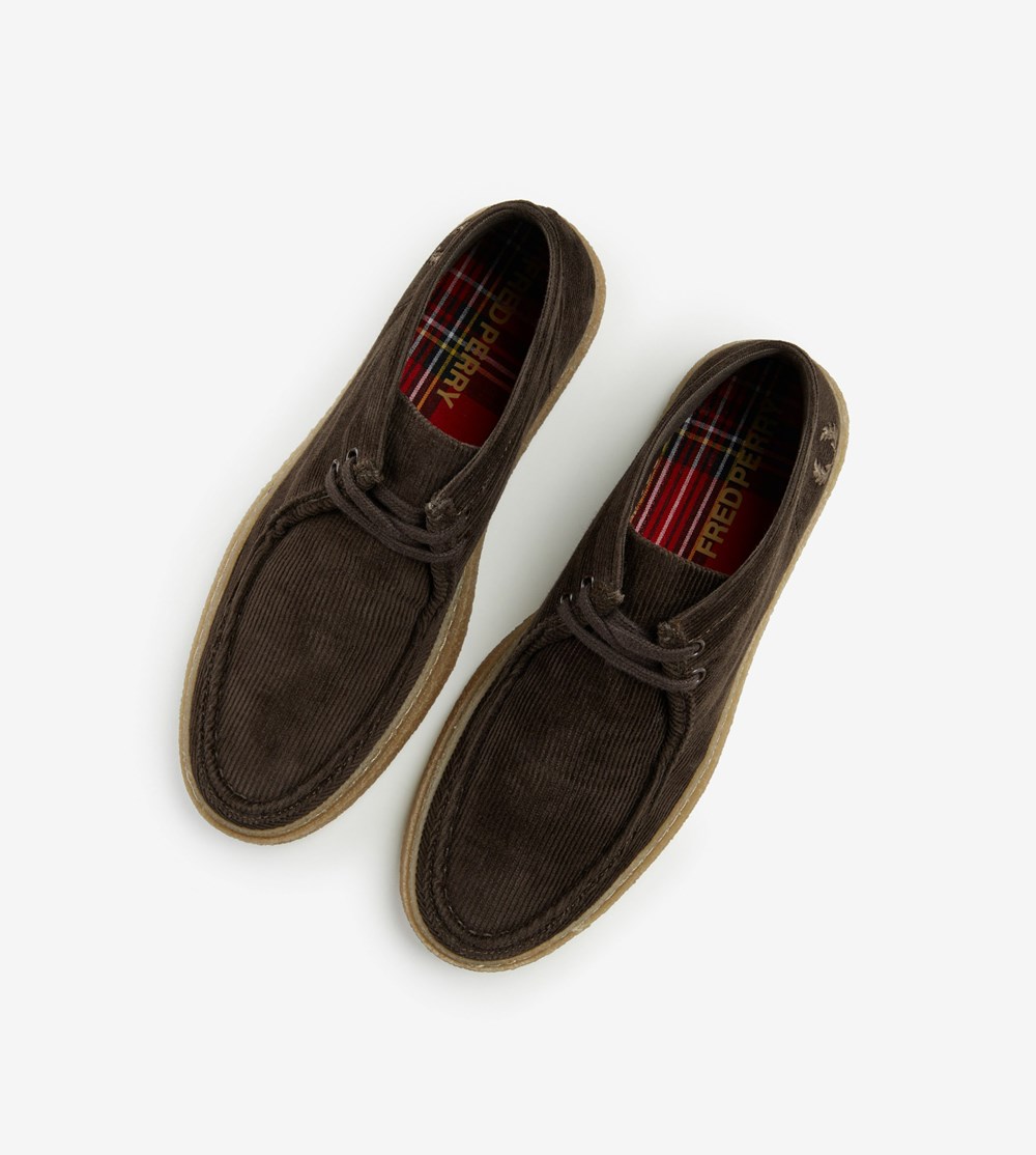 Chocolate Fred Perry Dawson Mid Men's Suede Shoes | BPOQC-4563