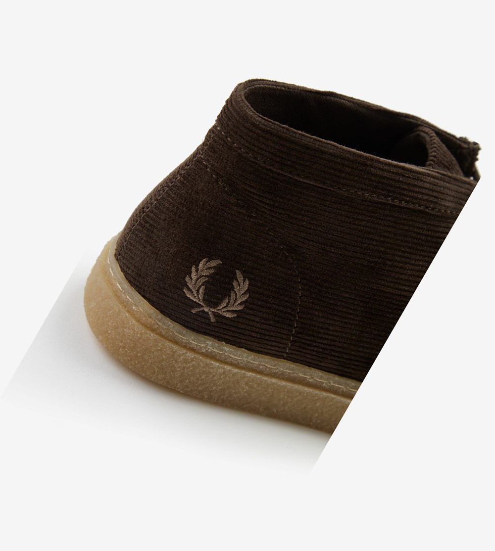 Chocolate Fred Perry Dawson Mid Men's Suede Shoes | BPOQC-4563