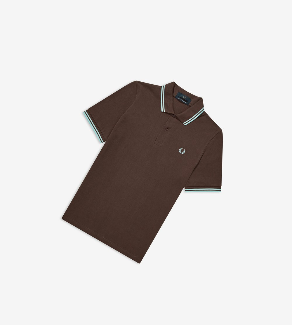 Chocolate Fred Perry M12 Men's Polo Shirts | LTIUB-1542