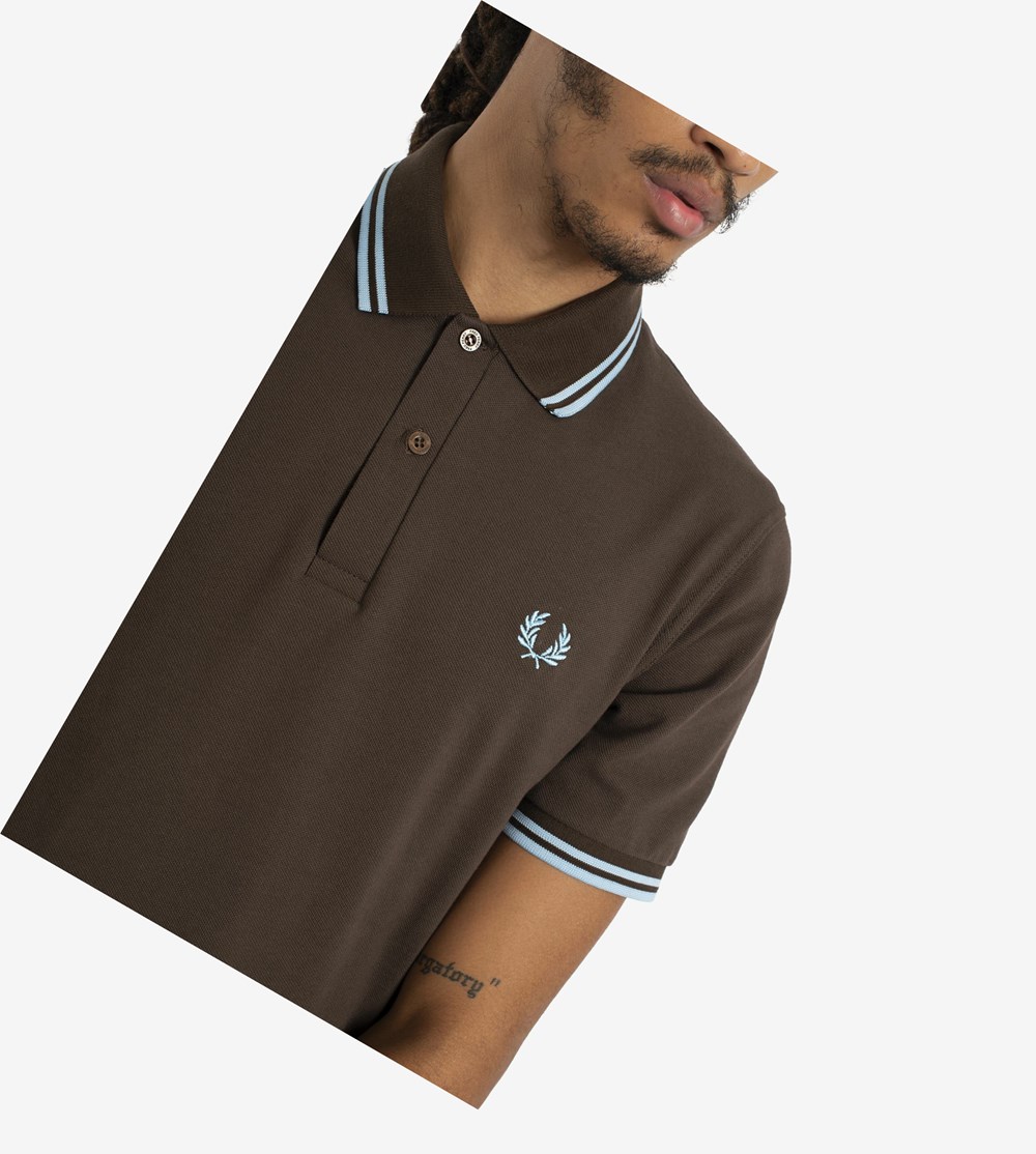 Chocolate Fred Perry M12 Men's Polo Shirts | LTIUB-1542