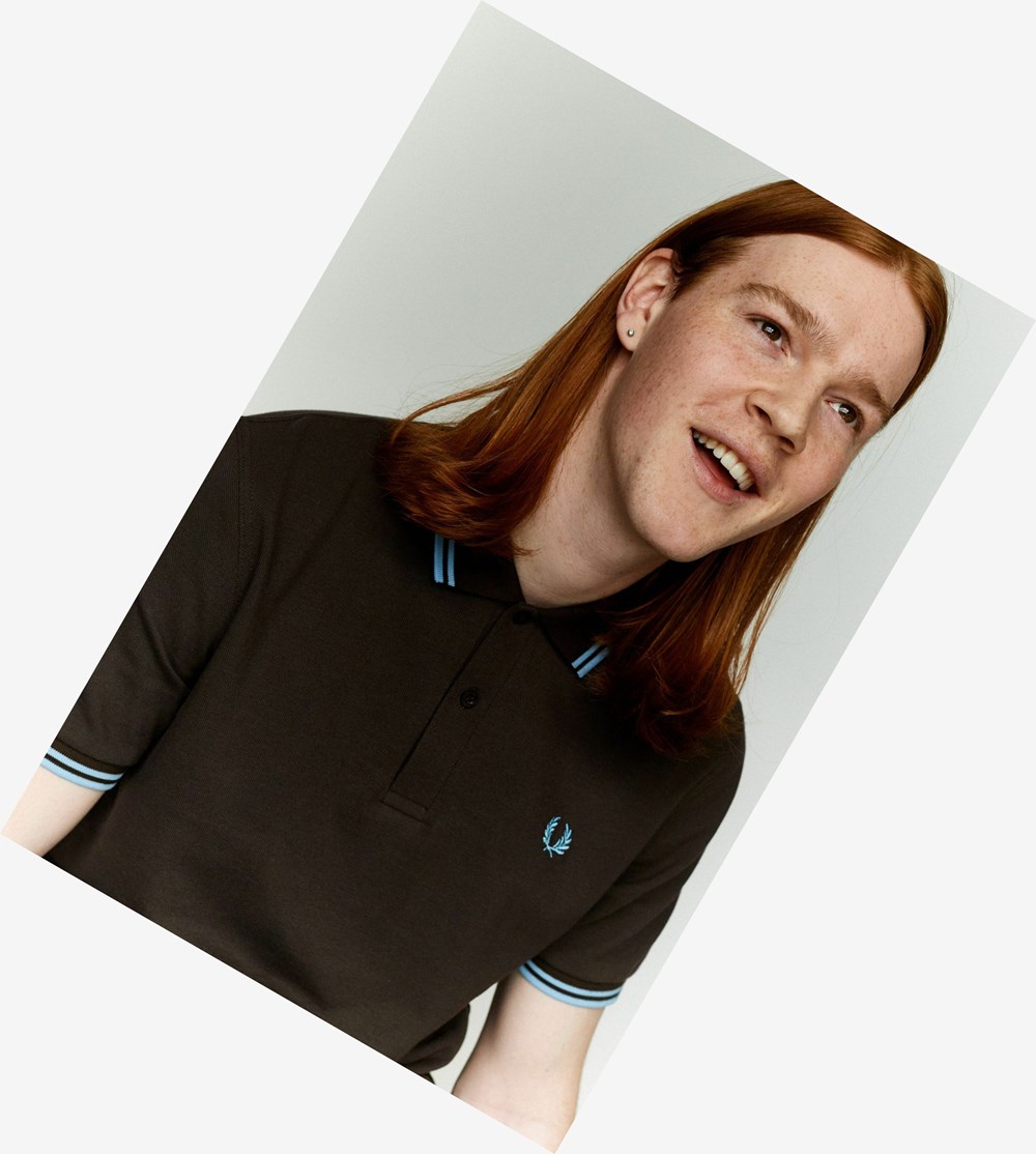 Chocolate Fred Perry M12 Men's Polo Shirts | LTIUB-1542